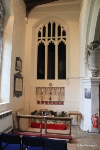 Henlow - St Mary. North aisle, unglazed east window.