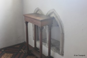 All Saints, Kempston. Altar piscina.