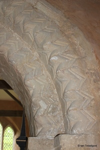 Knotting, St Margaret. Chancel arch detail.