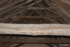 Knotting, St Margaret. Roof beam detail.