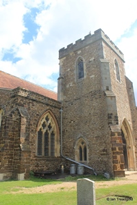 Langford, St Andrew. South tower from the south-west.