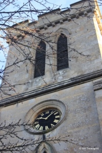 Milton Bryan - St Peter. Tower belfry lights and clock.