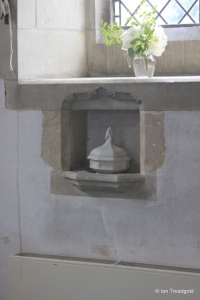 Oakley - St Mary. South aisle, piscina.