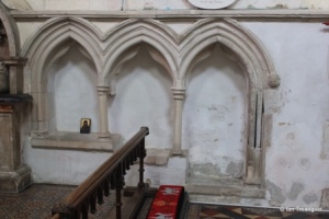 Blunham, St Edmund or St James. Chancel, sedila.