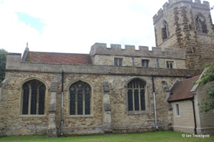 Cople - All Saints. North aisle and chapel from the north.