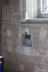 Cardington - St Mary. Piscina in Lady Chapel.