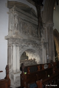 Turvey - All Saints. South aisle/chancel, tomb.