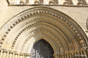 Dunstable - Priory Church of St Peter. West front, north doorway detail.