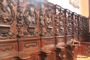 Cockayne Hatley - St John the Baptist. Chancel carvings.