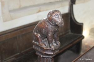 Edworth - St George. Chancel pew carving.