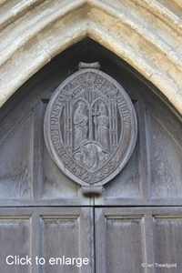 Elstow - St Mary and St Helena. Main west door seal.