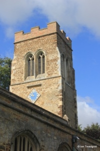 Southill - All Saints. Tower from the north-east.