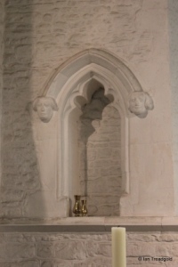 Campton - All Saints. Statue niche, east wall.